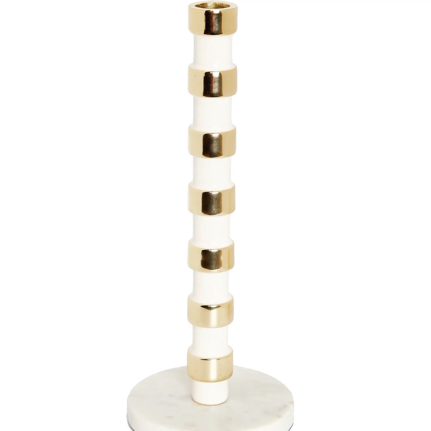 South Pointe Park Inspired White and Gold Taper Candle Holder On Marble Base - DECO X MIA