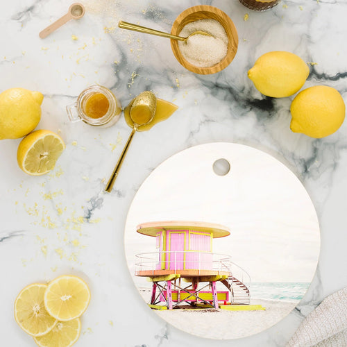 10th Street Pink Miami Cutting Board Round - DECO X MIA